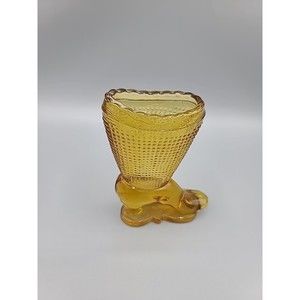 LE Smith Glass Victorian Amber Scalloped Top Boot Shoe